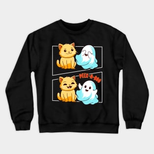 Funny Cat Pun Peek A Boo Men Kids Women Halloween Crewneck Sweatshirt